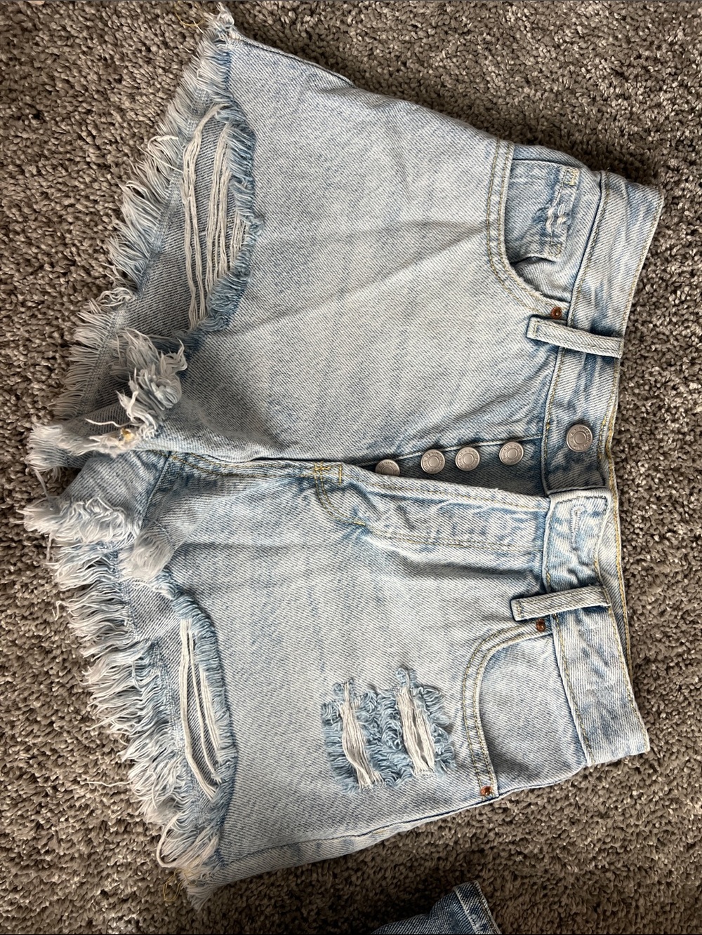 PacSun Light Wash Distressed Button-Fly Jean Shorts